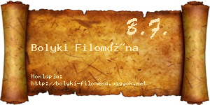 Bolyki Filoména névjegykártya